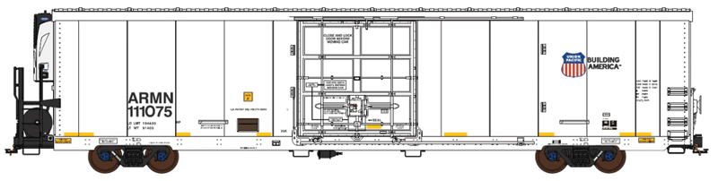 TrinityRail(R) 64' Modern Reefer w/Carrier Reefer Unit - Ready to Run -- Union Pacific ARMN #111343 (white, blue; Building America Logo)