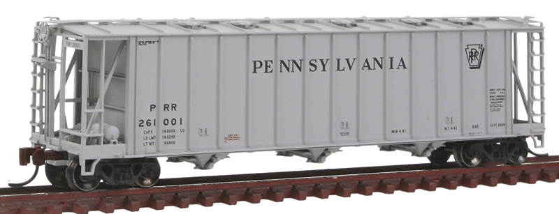 General American 3500 Dry-Flo 3-Bay Covered Hopper - Ready to Run -- Pennsylvania Railroad #261001 (gray, black Shadow Keystone Logo)