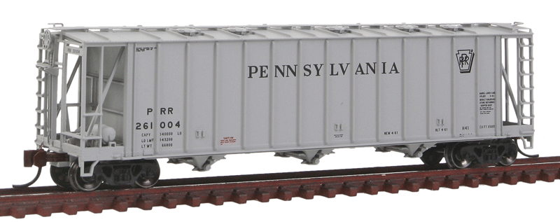 General American 3500 Dry-Flo 3-Bay Covered Hopper - Ready to Run -- Pennsylvania Railroad #261004 (gray, black Shadow Keystone Logo)
