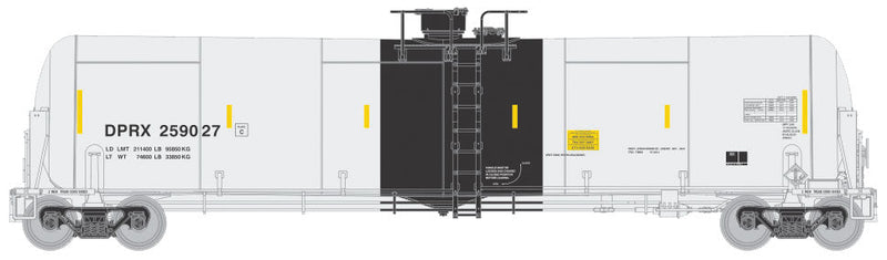 TrinityRail 31,000-Gallon Crude Oil Tank Car - Ready to Run -- DPRX #259027 (white, black, yellow Conspicuity Marks)