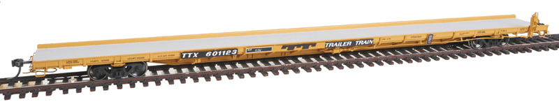 ACF F89-J 89' Flatcar - Ready to Run -- Trailer Train TTX #601123 (yellow, black)