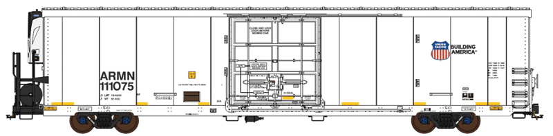 TrinityRail(R) 64' Modern Reefer w/Carrier Reefer Unit - Ready to Run -- Union Pacific ARMN #111293 (white, blue, Building America Logo)