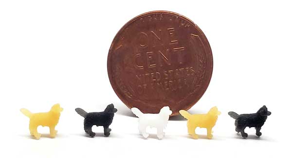 Dogs -- Unpainted 3D Printed Figures Multiple Colors pkg(5)