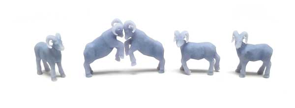 Unpainted 3D Printed Figures -- Bighorn Sheep pkg(5)