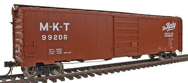 50' Single Door Boxcar, 8' Door, Riveted Sides, Built 1953 - Assembled -- Missouri-Kansas-Texas #99206 (Delivery Scheme)
