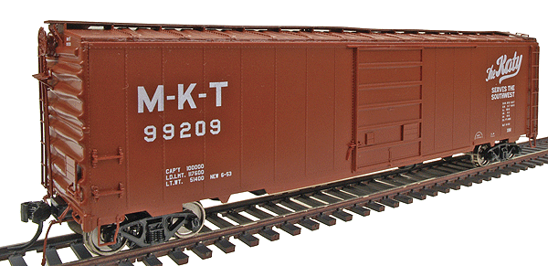 50' Single Door Boxcar, 8' Door, Riveted Sides, Built 1953 - Assembled -- Missouri-Kansas-Texas #99209 (Delivery Scheme)