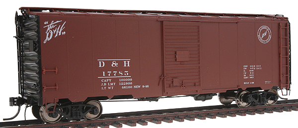 40' Boxcar w/6' Door Assembled w/Kadee(R) #5 Couplers & Metal Wheelsets -- Delaware & Hudson #17785