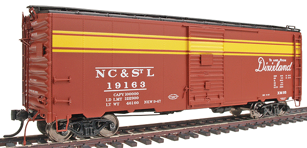 40' Single Door Boxcar, 6' Door, Riveted Sides - Assembled -- Nashville Chattanooga & St Louis #3 "Dixieland"