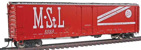 50' Plug Door Boxcar Assembled w/Kadee(R) #5 Couplers & Metal Wheelsets -- Minneapolis & St. Louis #2022