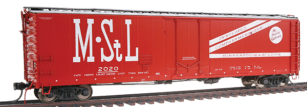 50' Plug Door Boxcar Assembled w/Kadee(R) #5 Couplers & Metal Wheelsets -- Minneapolis & St. Louis #2020