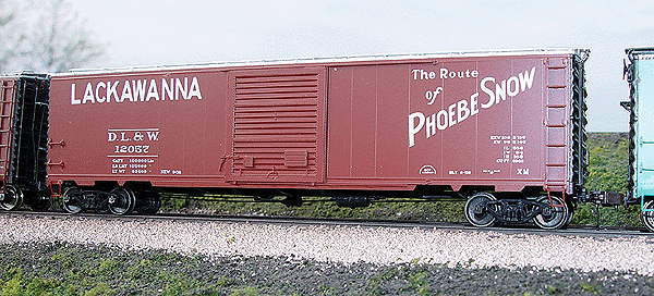 Blueprint Series 50' Single Door Boxcar w/9' Door & Welded Sides -- Lackawanna "Phobe Snow" (Boxcar Red)
