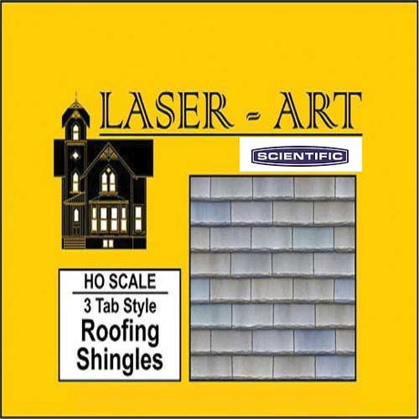 Laser-Cut Roof Shingles - 4 x 9"  10.2 x 15.2cm Sheets -- Three-Tab pkg(6)