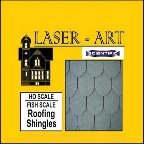 Laser-Cut Roof Shingles - 4 x 9"  10.2 x 15.2cm Sheets -- Fish Scale pkg(6)