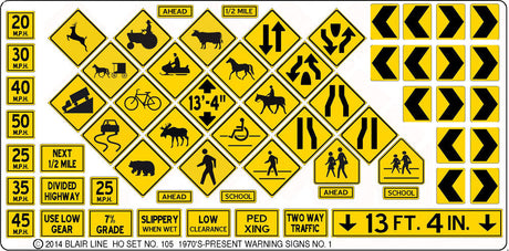 Highway Signs -- Warning #1 1971-Present (black, yellow)-2