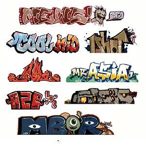 Mega Set Modern "Tagger" Graffiti Decals -- #1 pkg(8)