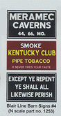 Barn Sign Decals -- Set #4 - Meramac Caverns, Except Ye Repent, Kentucky Club