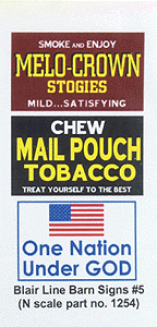 Barn Sign Decals -- Set #5 - Melo Crown Stogies, Mail Pouch, One Nation
