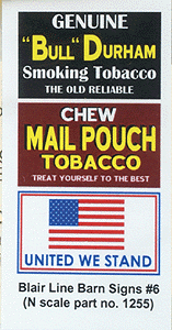 Barn Sign Decals -- Set #6 - Chew Mail Pouch, United We Stand, Bull Durham