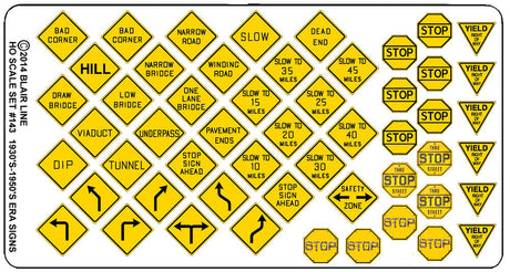 Highway Signs -- Vintage Warning/Stop 1930s-1950s (black, yellow)-2