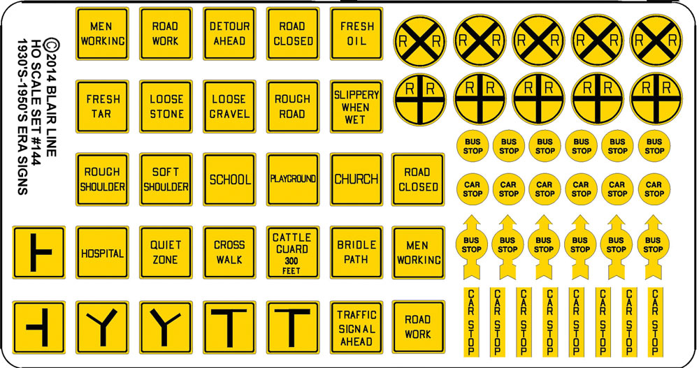 Highway Signs -- Vintage Caution 1930s-1950s (black, yellow)-2