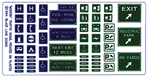 Highway Signs -- Freeway & "Symbol" 1971-Present (blue, green & white)