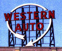 Laser-Cut Wood Billboards - Small for Z, N & HO -- Western Auto - 2-1/2" Wide x 2" Tall  6.4 x 5.1cm