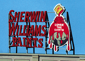 Laser-Cut Wood Billboards - Small for Z, N & HO -- Sherwin Williams Paints - 2-1/2" Wide x 1-5/8" Tall  6.4 x 4.1cm