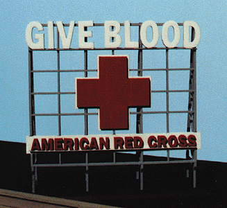 Laser-Cut Wood Billboards - Small for Z, N & HO -- Red Cross