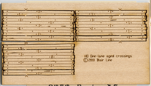 Wood Grade Crossing - Kit (Laser-Cut Wood) -- Rough-Cut One Lane pkg(3) 29/32" Long
