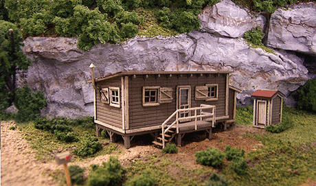 Joe's Cabin w/Outhouse -- Kit - Cabin: 4-1/4 x 2-5/16"  10.8 x 5.9cm; Outhouse: 5/8 x 5/8"  1.6 x 1.