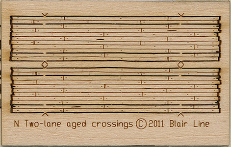 Wood Grade Crossing - Kit -- Laser-Cut Wood Kit - Rough-Cut Two Lane pkg(2) 1-13/16" Long