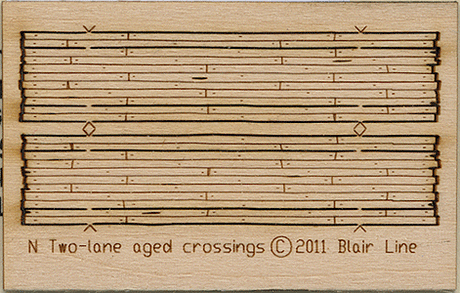 Wood Grade Crossing - Kit -- Laser-Cut Wood Kit - Rough-Cut Two Lane pkg(2) 1-13/16" Long