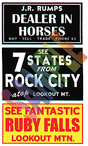 Barn Sign Decals -- Set #2 - Dealer In Horses, See Ruby Falls, See Rock City