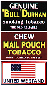 Barn Sign Decals -- Set #6 - Chew Mail Pouch, United We Stand, Bull Durham