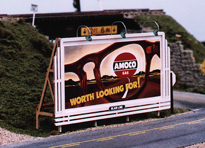 Laser-Cut Wood Billboards (1 Billboard Frame, Lamp Shades & Two Signs) -- Grille 1940s - 1960s