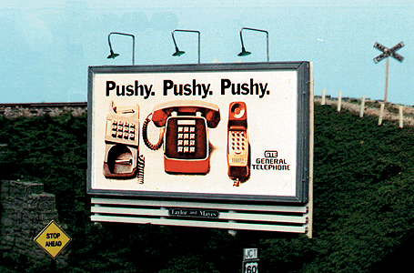 Laser-Cut Wood Billboards (1 Billboard Frame, Lamp Shades & Two Signs) -- Pole, 1950s-Present