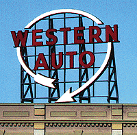 Laser-Cut Wood Billboard Kits - Large for HO, S & O -- Western Auto - 3-3/4 x 3"  9.5 x 7.6cm