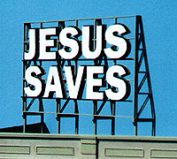 Laser-Cut Wood Billboard Kits - Large for HO, S & O -- Jesus Saves 3-1/2 x 2-1/2"  8.7 x 6.2cm