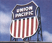 Laser-Cut Wood Billboard Kits - Large for HO, S & O -- Union Pacific Shield Herald 2-1/2 x 3-25/64"  6.2 x 8.4cm