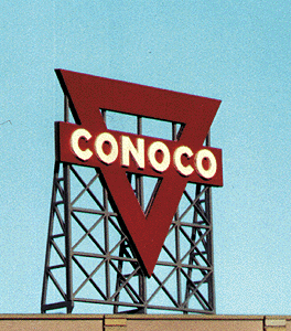 Laser-Cut Wood Billboard Kits - Large for HO, S & O -- Conoco 3.1" Wide x 3.5" Tall