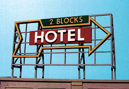 Laser-Cut Wood Billboard Kits - Large for HO, S & O -- Hotel (2 Blocks)