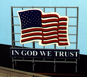 Laser-Cut Wood Billboard Kits - Large for HO, S & O -- Patriotic US Flag - Includes 4 Slogans