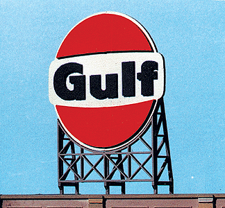 Laser-Cut Wood Billboard Kits - Large for HO, S & O -- Gulf Oil 3.00 x 3.87"