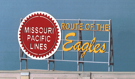 Laser-Cut Wood Billboard Kits - Large for HO, S & O -- Missouri Pacific Lines "Route Of The Eagles" 4.00" Wide x 2.5" Wide