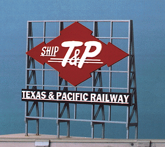 Laser-Cut Wood Billboard Kits - Large for HO, S & O -- Ship T&P "Texas & Pacific Railway" 3.00" Wide x 3.00" Tall