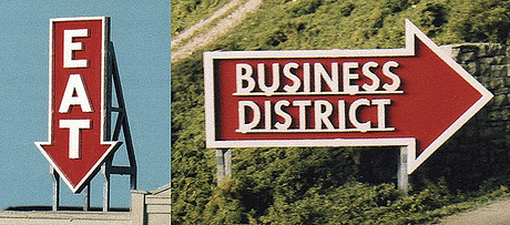 Laser-Cut Wood Billboard Kits - Large for HO, S & O -- Eat & Business District (1 Each of 2 Signs) 3-5/8 x 2-1/8"