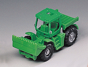 Farm Machinery - 4x4 Tractor w/End Loader & Flatbed -- Green