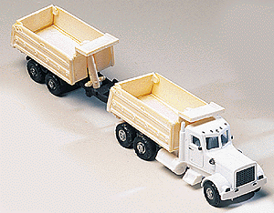 American Construction Equipment - Dump Truck w/2-Axle Trailer -- White Conventional Cab & Stakebeds