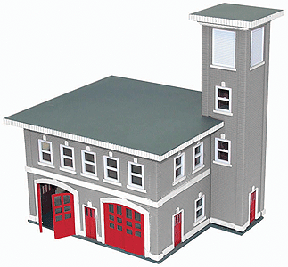 2-Story Fire House - Assembled -- (gray) 7 x 6 x 7-1/4"