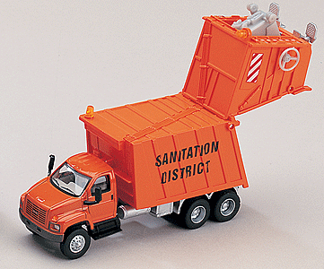 American Trucks - 2003 GMC Topkick 3-Axle Garbage Truck -- Orange Cab & Body